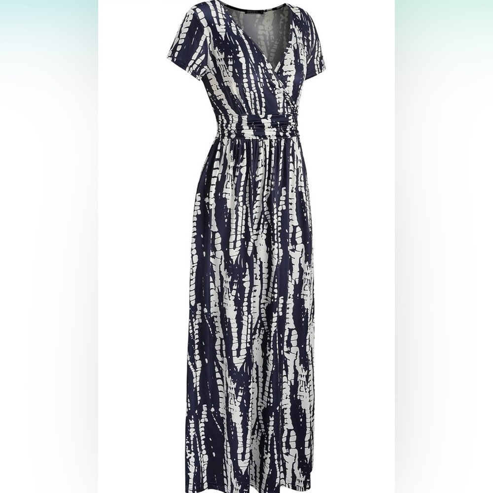 Women’s Navy Tie Dye Print Maxi Dress